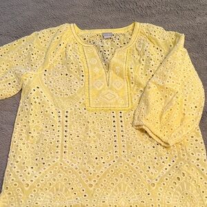 Chico's Yellow Eyelet Top